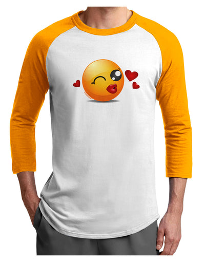 Kissy Face Emoji Girl Adult Raglan Shirt