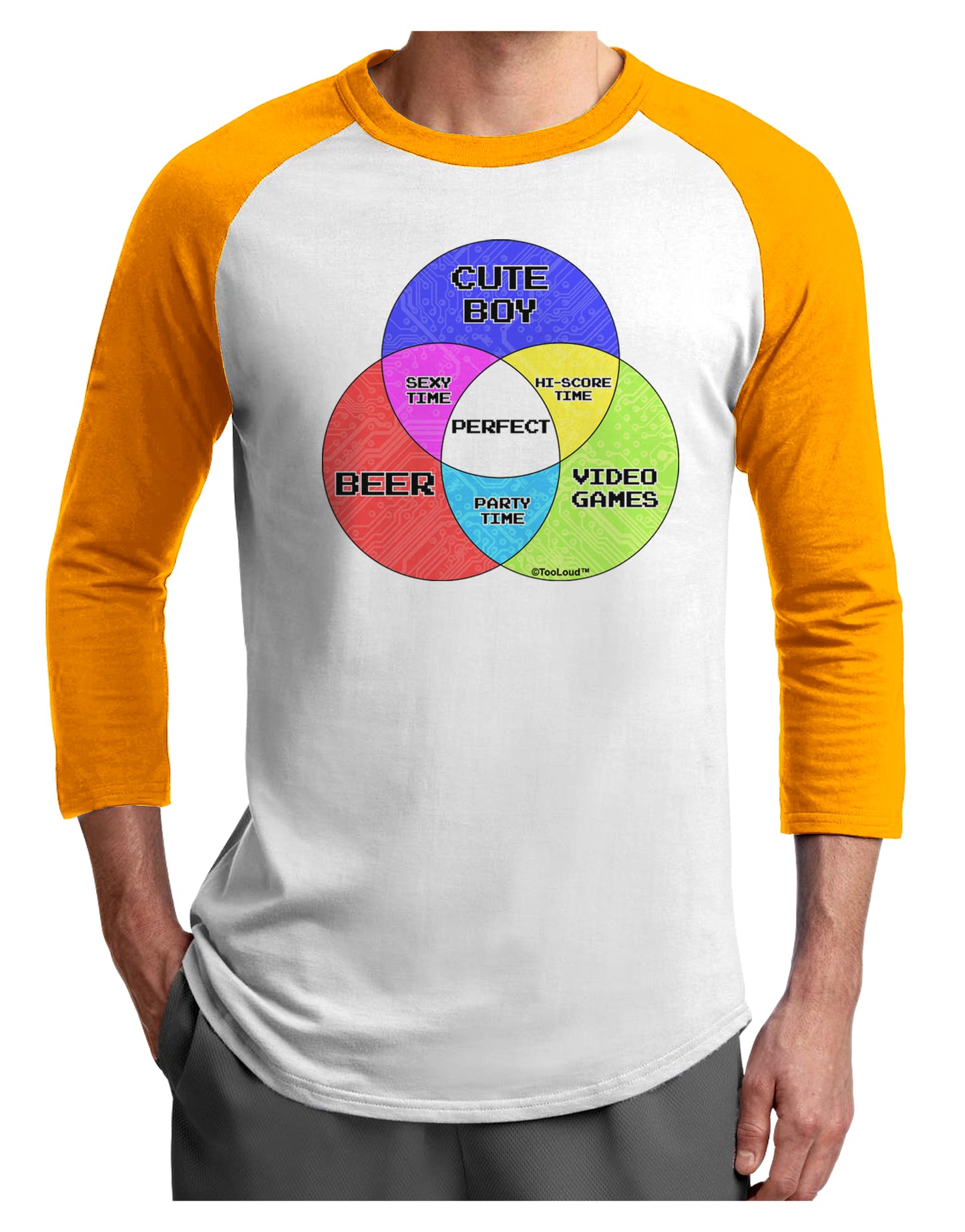 Beer Boy and Games Diagram Adult Raglan Shirt-TooLoud-White-Gold-X-Small-Davson Sales