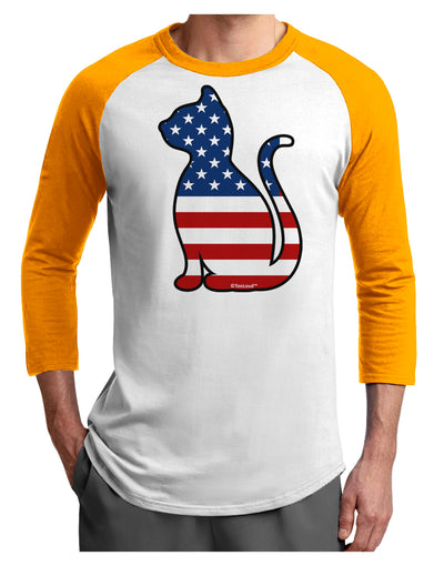 Patriotic Cat Design Adult Raglan Shirt by TooLoud-TooLoud-White-Gold-X-Small-Davson Sales