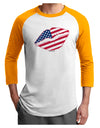 American Flag Lipstick Adult Raglan Shirt-TooLoud-White-Gold-X-Small-Davson Sales