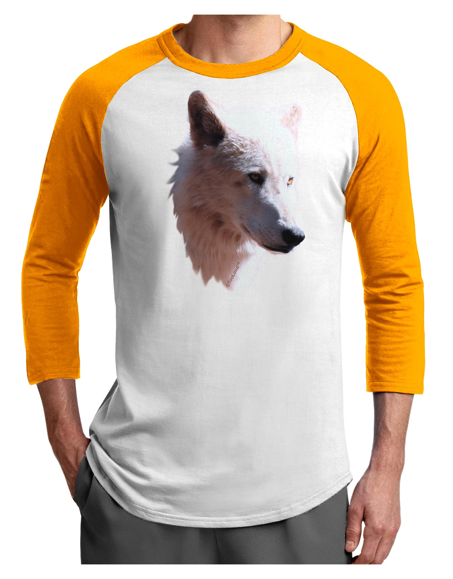 Magnificent White Wolf Head Adult Raglan Shirt-Raglan Shirt-TooLoud-White-Gold-X-Small-Davson Sales