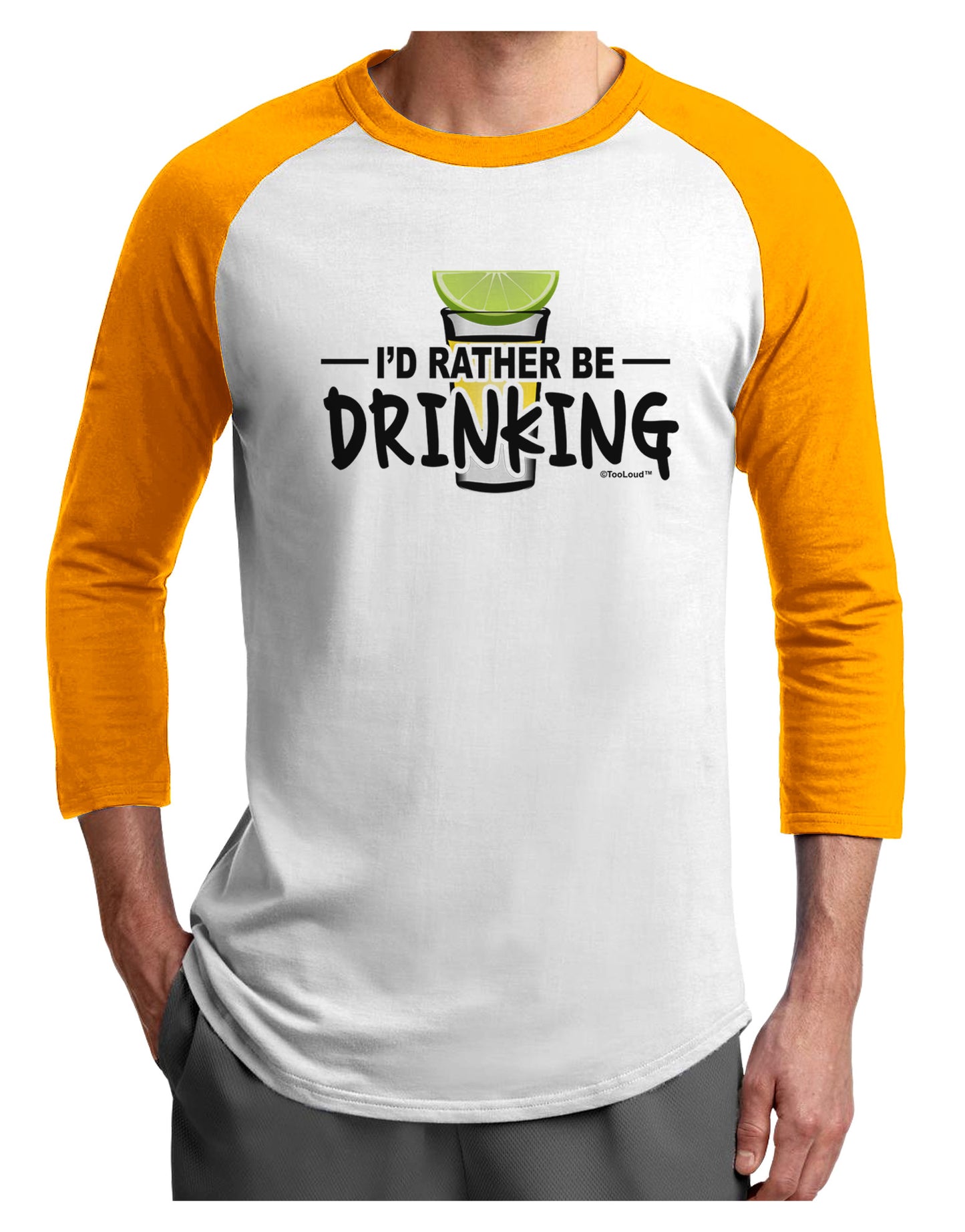 I'd Rather Be Drinking Adult Raglan Shirt-Raglan Shirt-TooLoud-White-Gold-X-Small-Davson Sales