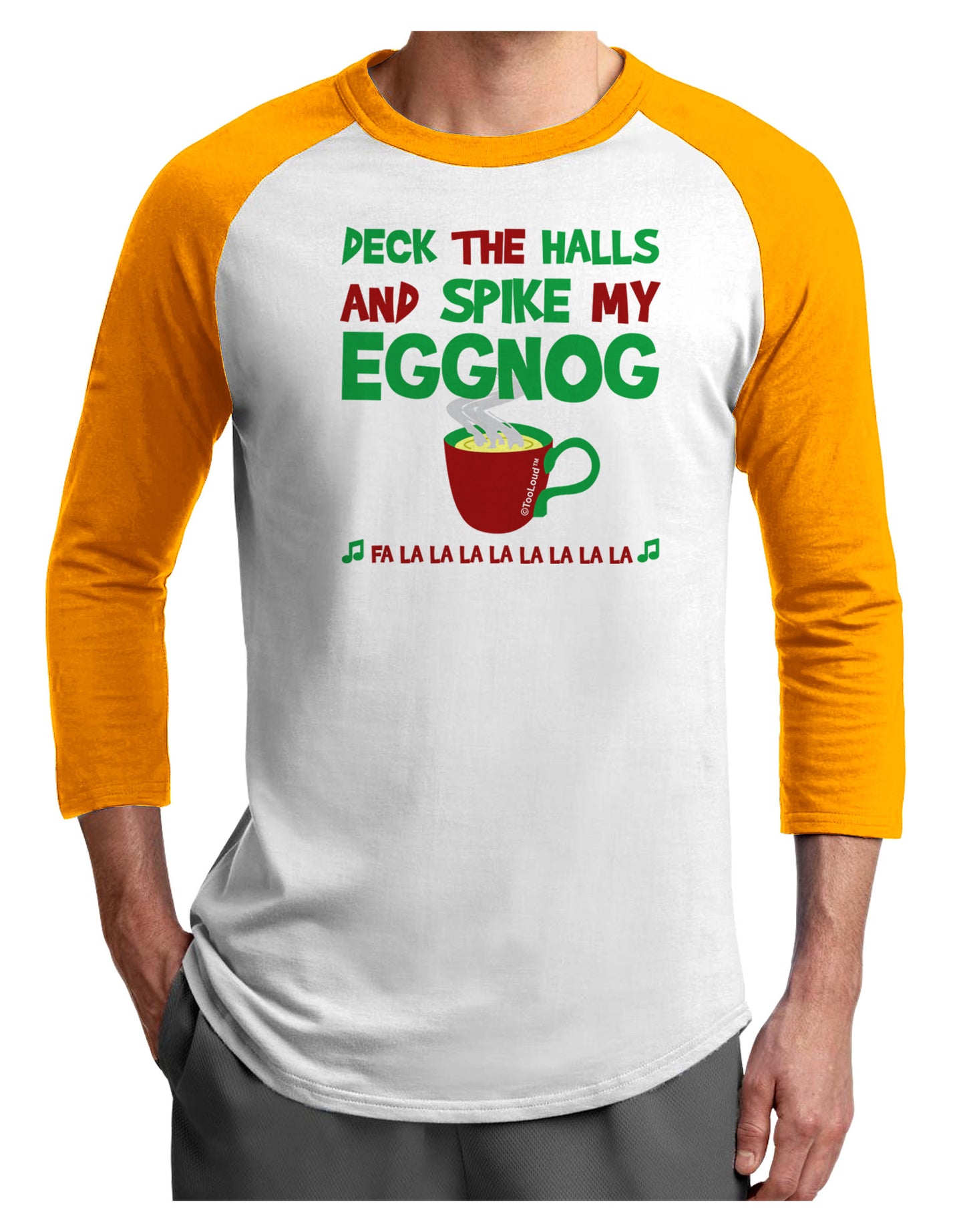 Spike My Eggnog Adult Raglan Shirt-Raglan Shirt-TooLoud-White-Gold-X-Small-Davson Sales