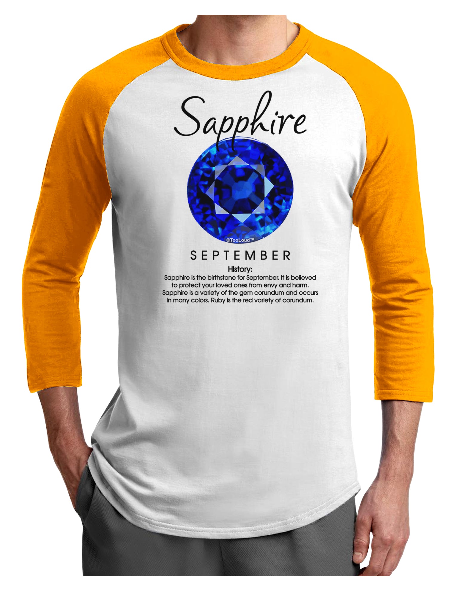 Birthstone Sapphire Adult Raglan Shirt-Raglan Shirt-TooLoud-White-Gold-X-Small-Davson Sales
