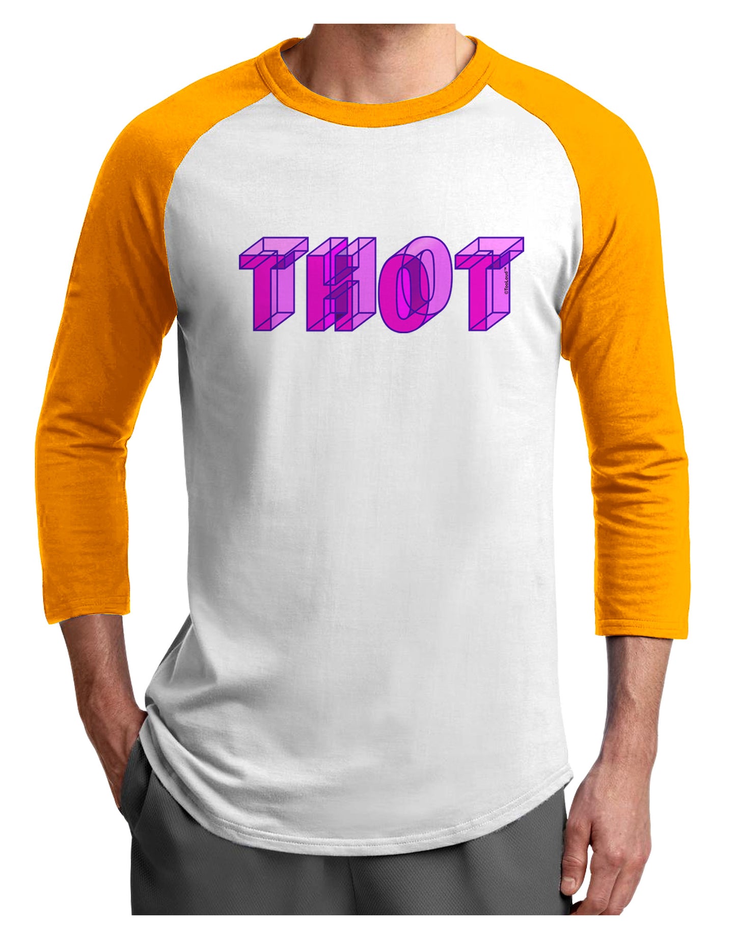 THOT Artistic Text Adult Raglan Shirt-Raglan Shirt-TooLoud-White-Gold-X-Small-Davson Sales