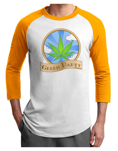 Green Party Symbol Adult Raglan Shirt-TooLoud-White-Gold-X-Small-Davson Sales