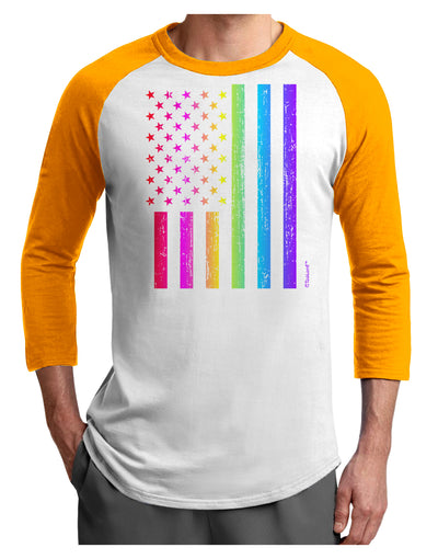 American Pride - Rainbow Flag Adult Raglan Shirt-TooLoud-White-Gold-X-Small-Davson Sales