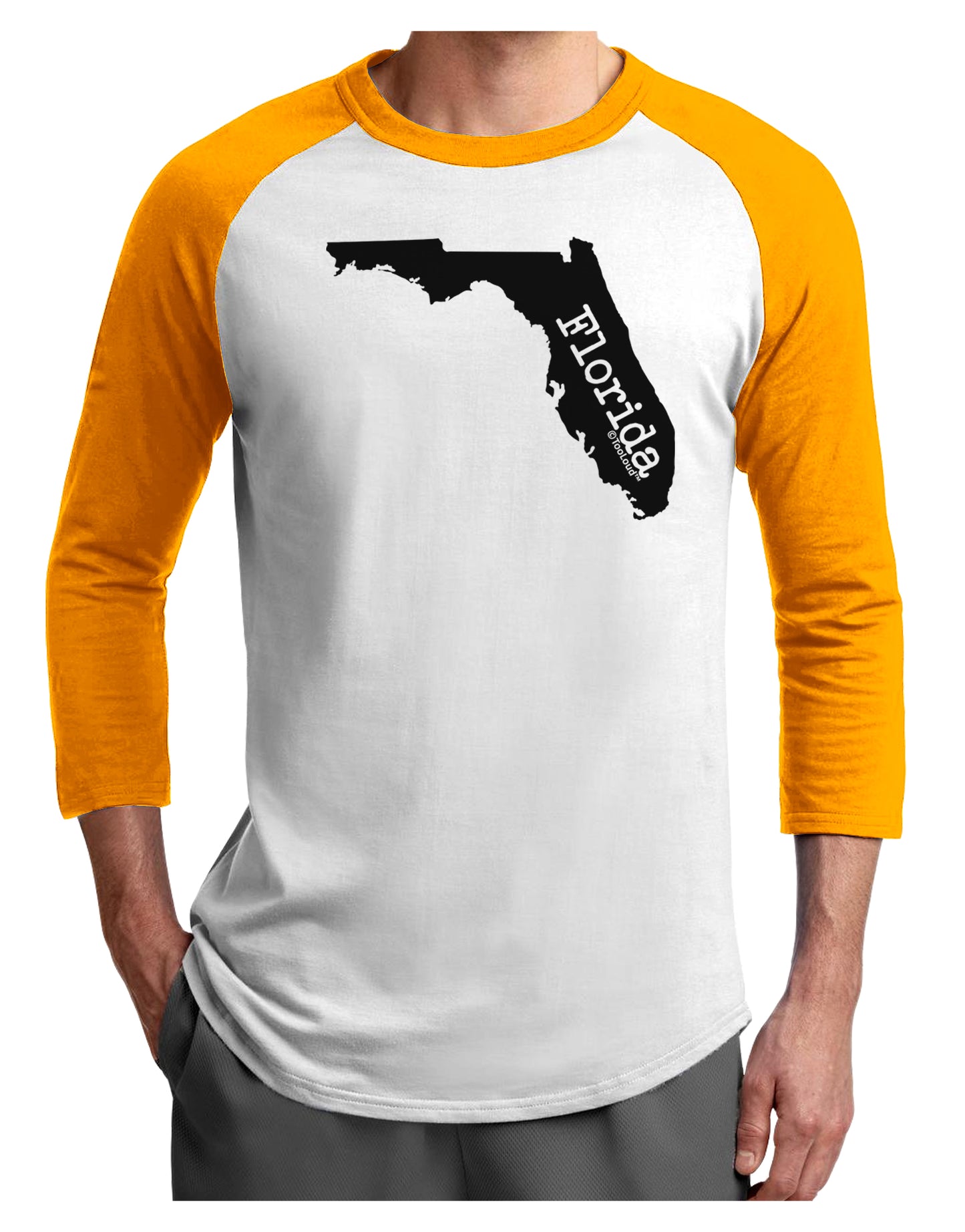 Florida - United States Shape Adult Raglan Shirt by TooLoud-TooLoud-White-Gold-X-Small-Davson Sales
