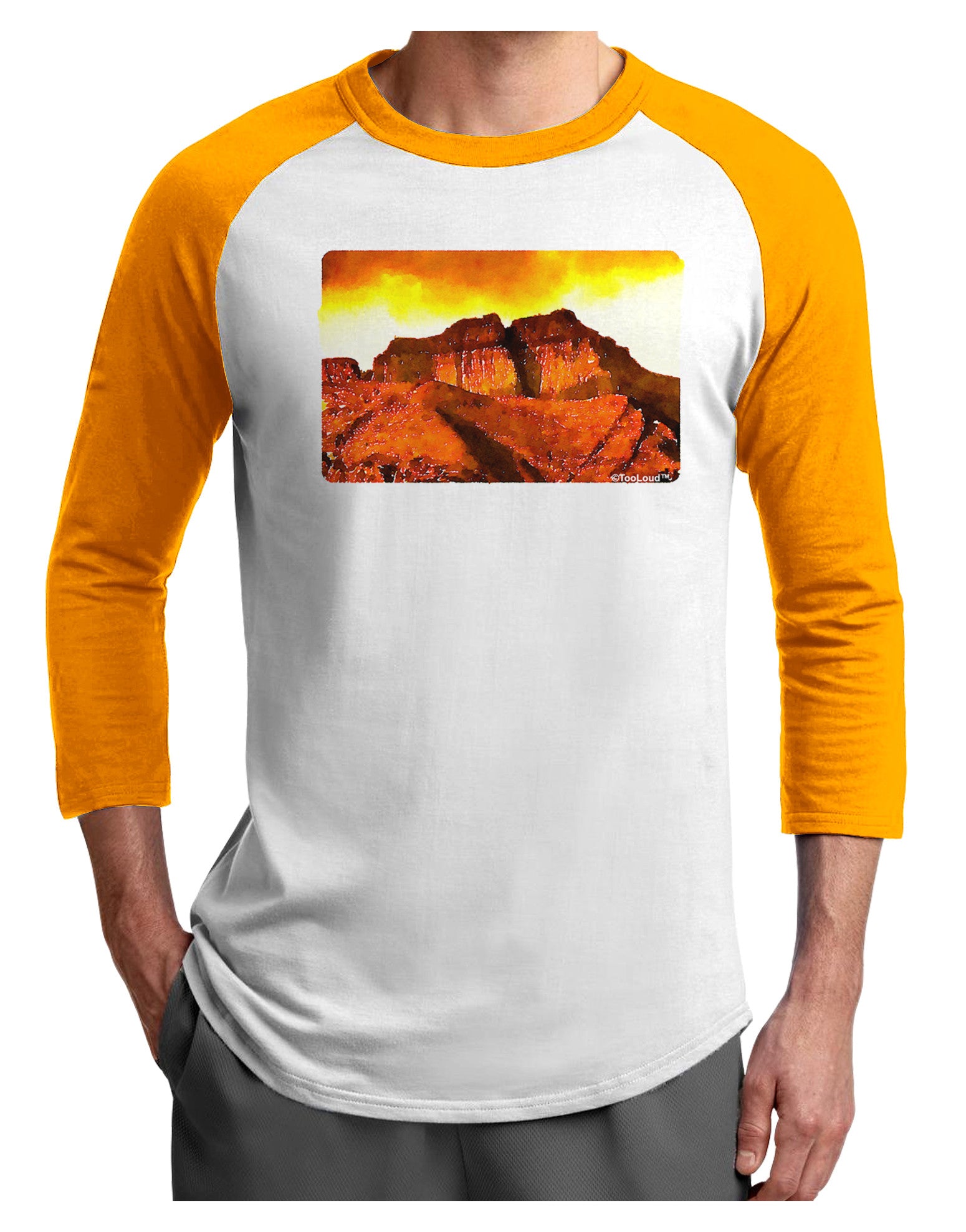 San Juan Mountain Range CO Adult Raglan Shirt-TooLoud-White-Gold-X-Small-Davson Sales