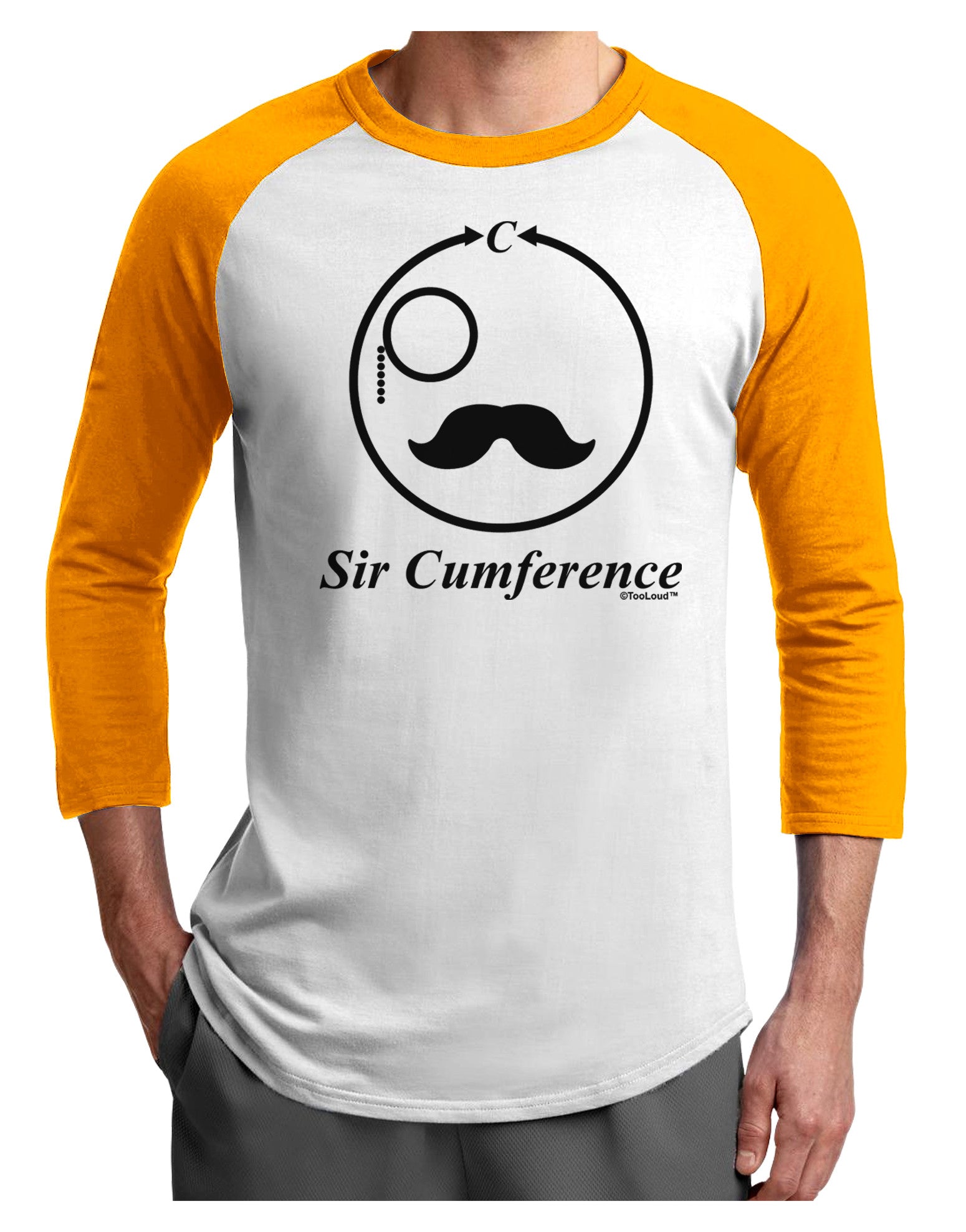 Sir Cumference Adult Raglan Shirt-TooLoud-White-Gold-X-Small-Davson Sales