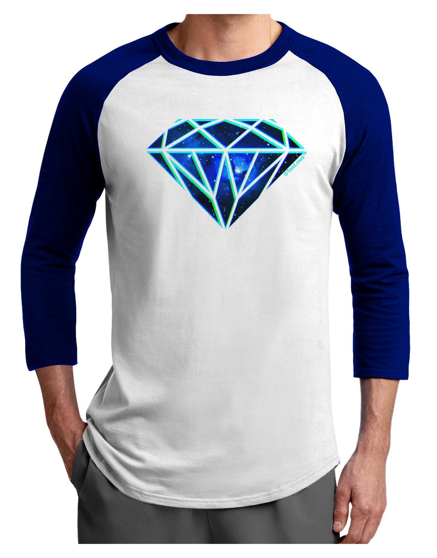 Space Diamond Adult Raglan Shirt-Raglan Shirt-TooLoud-White-Royal-X-Small-Davson Sales
