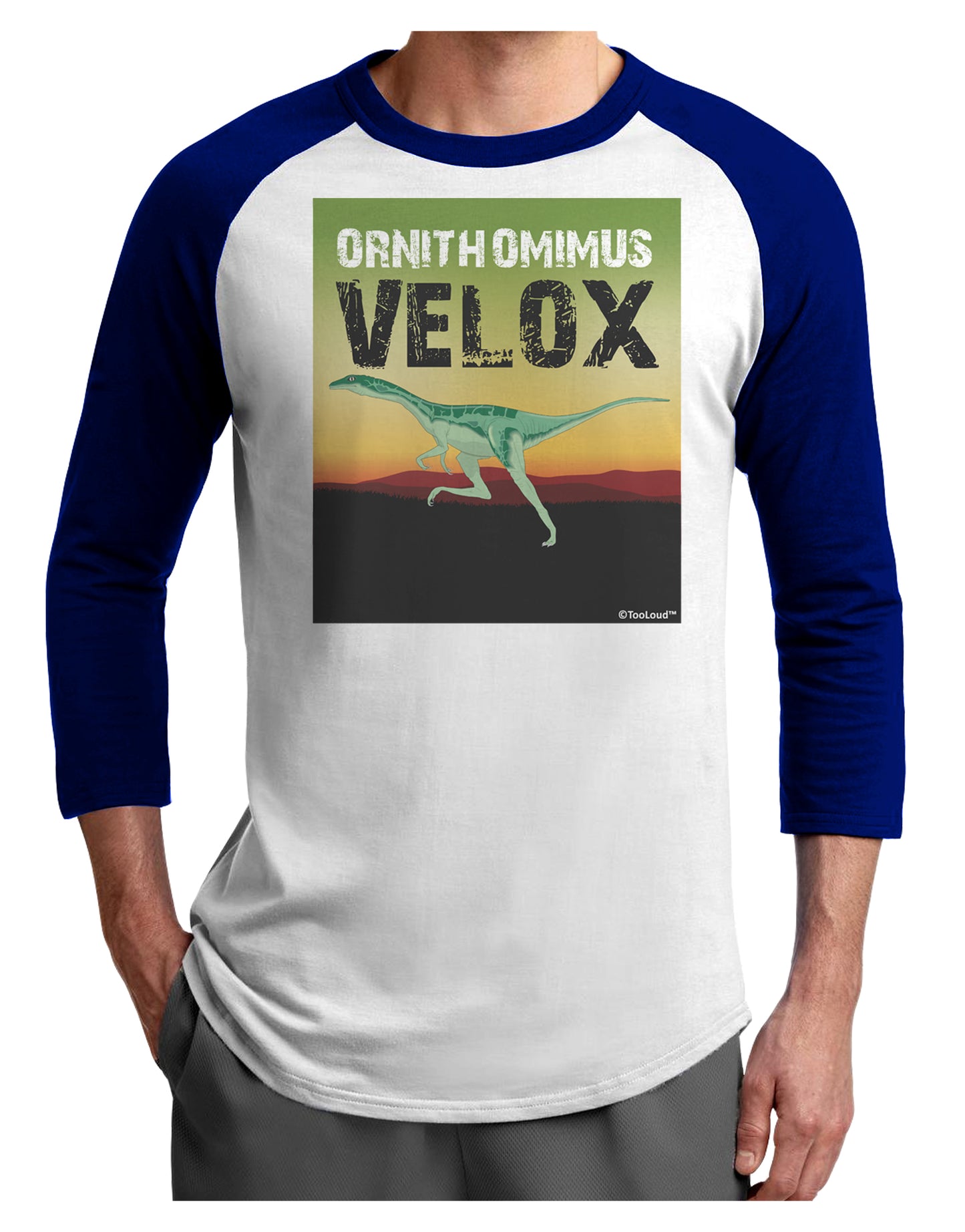 Ornithomimus Velox - With Name Adult Raglan Shirt by TooLoud-TooLoud-White-Royal-X-Small-Davson Sales