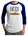 Sleep When Dead Adult Raglan Shirt-TooLoud-White-Royal-X-Small-Davson Sales