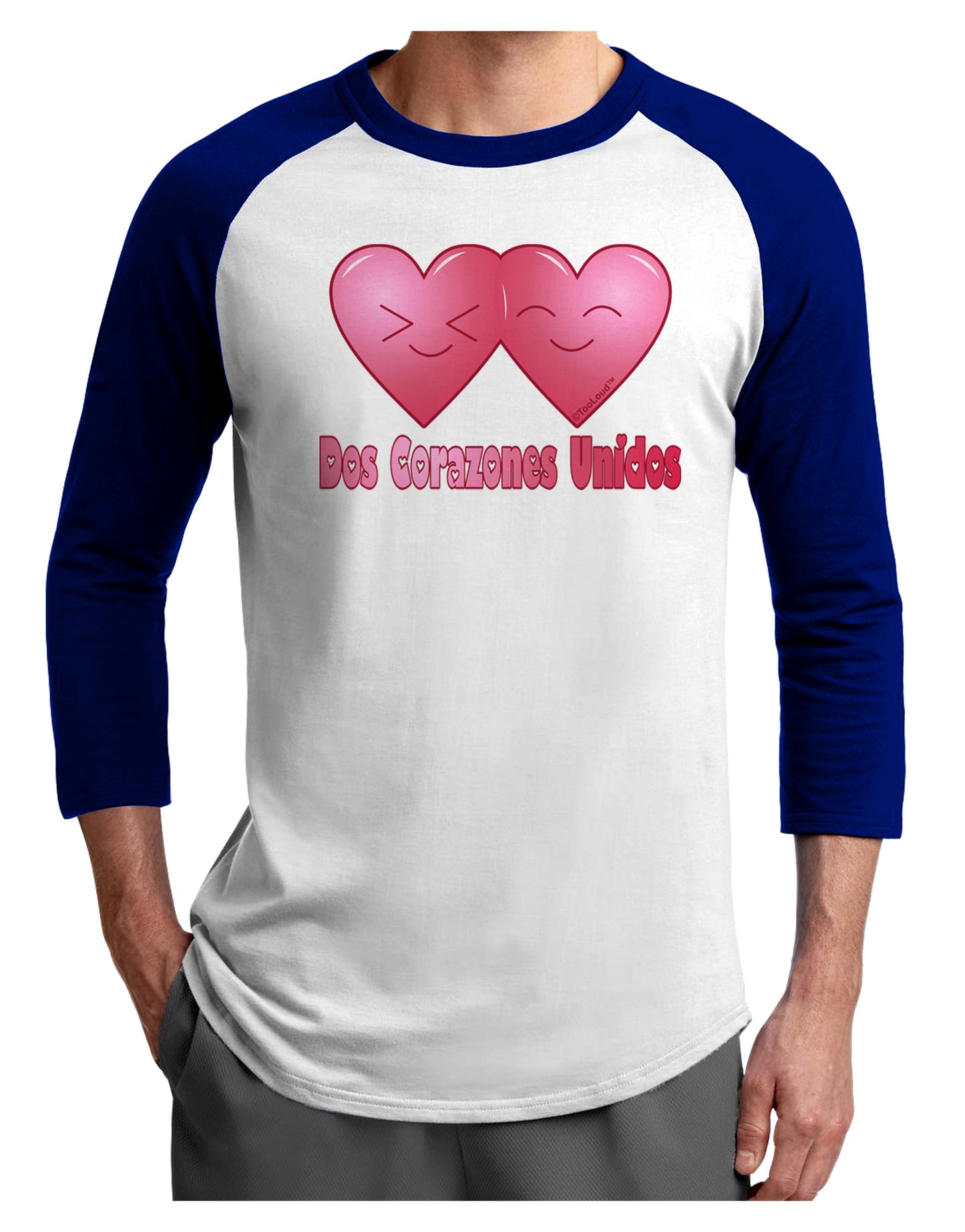 Dos Corazones Unidos Design Adult Raglan Shirt by TooLoud-TooLoud-White-Royal-X-Small-Davson Sales
