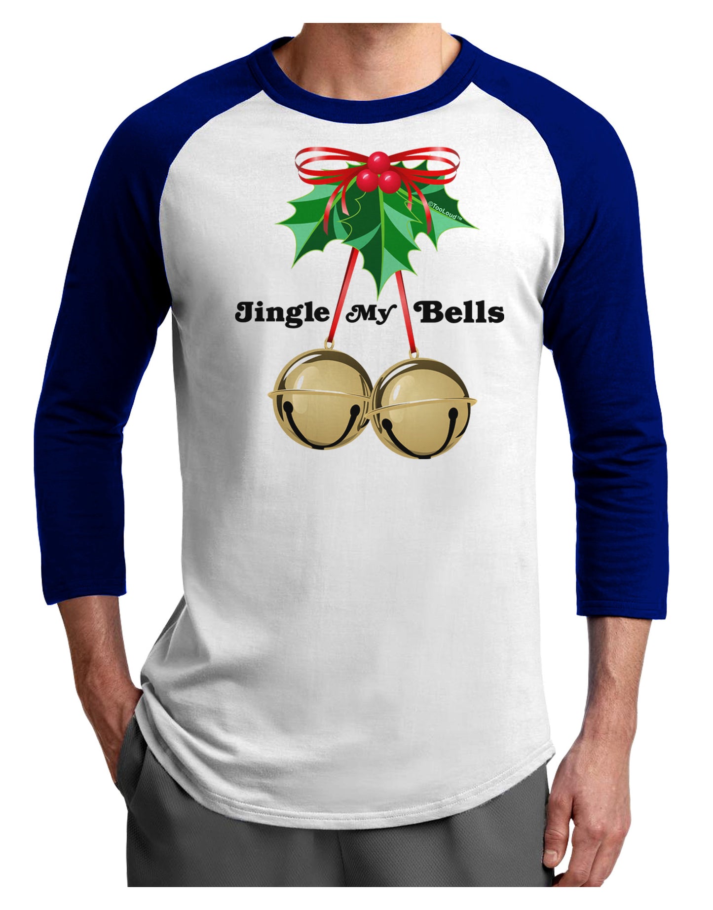 Jingle My Bells Adult Raglan Shirt-Raglan Shirt-TooLoud-White-Royal-X-Small-Davson Sales