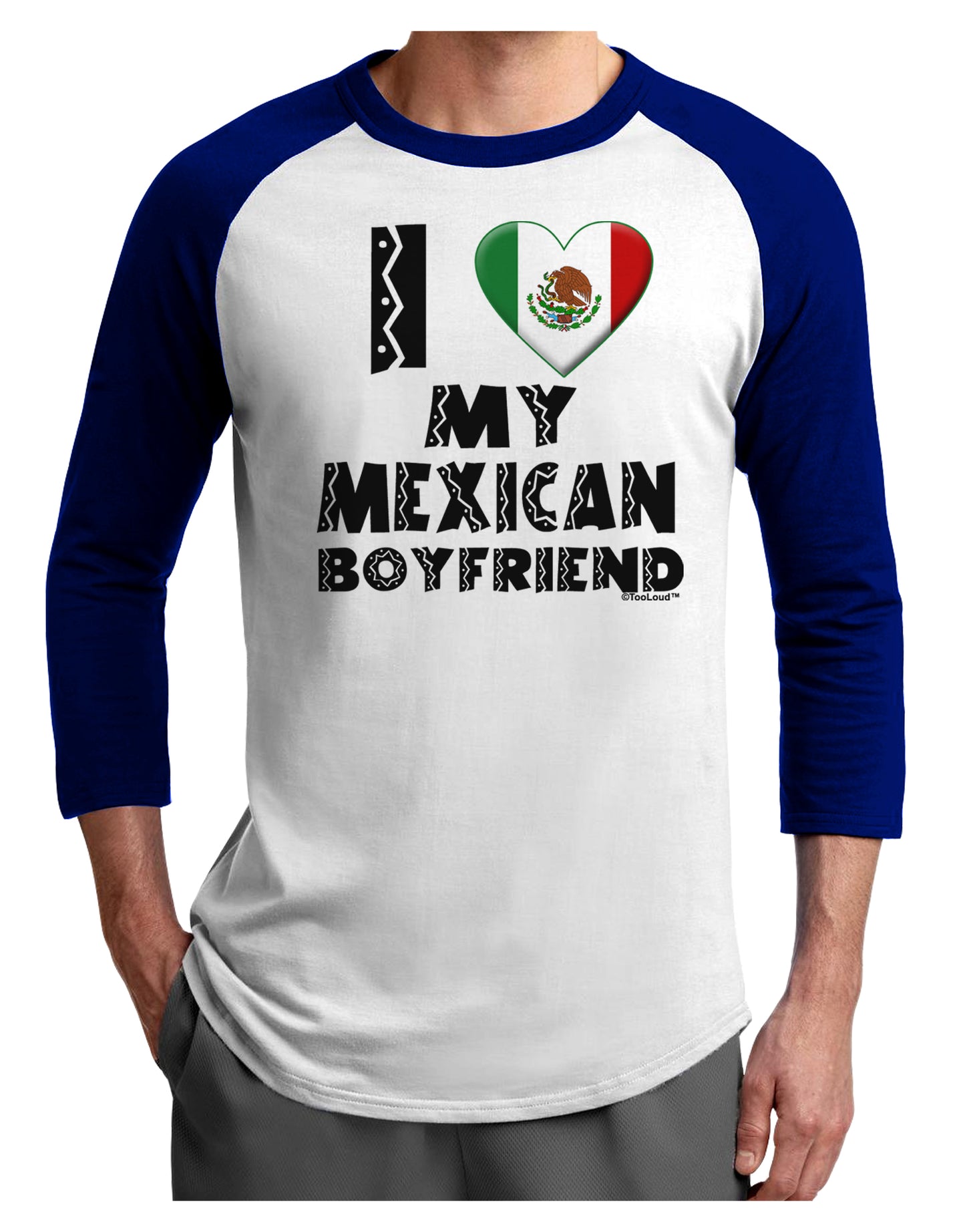 I Heart My Mexican Boyfriend Adult Raglan Shirt by TooLoud-TooLoud-White-Royal-X-Small-Davson Sales