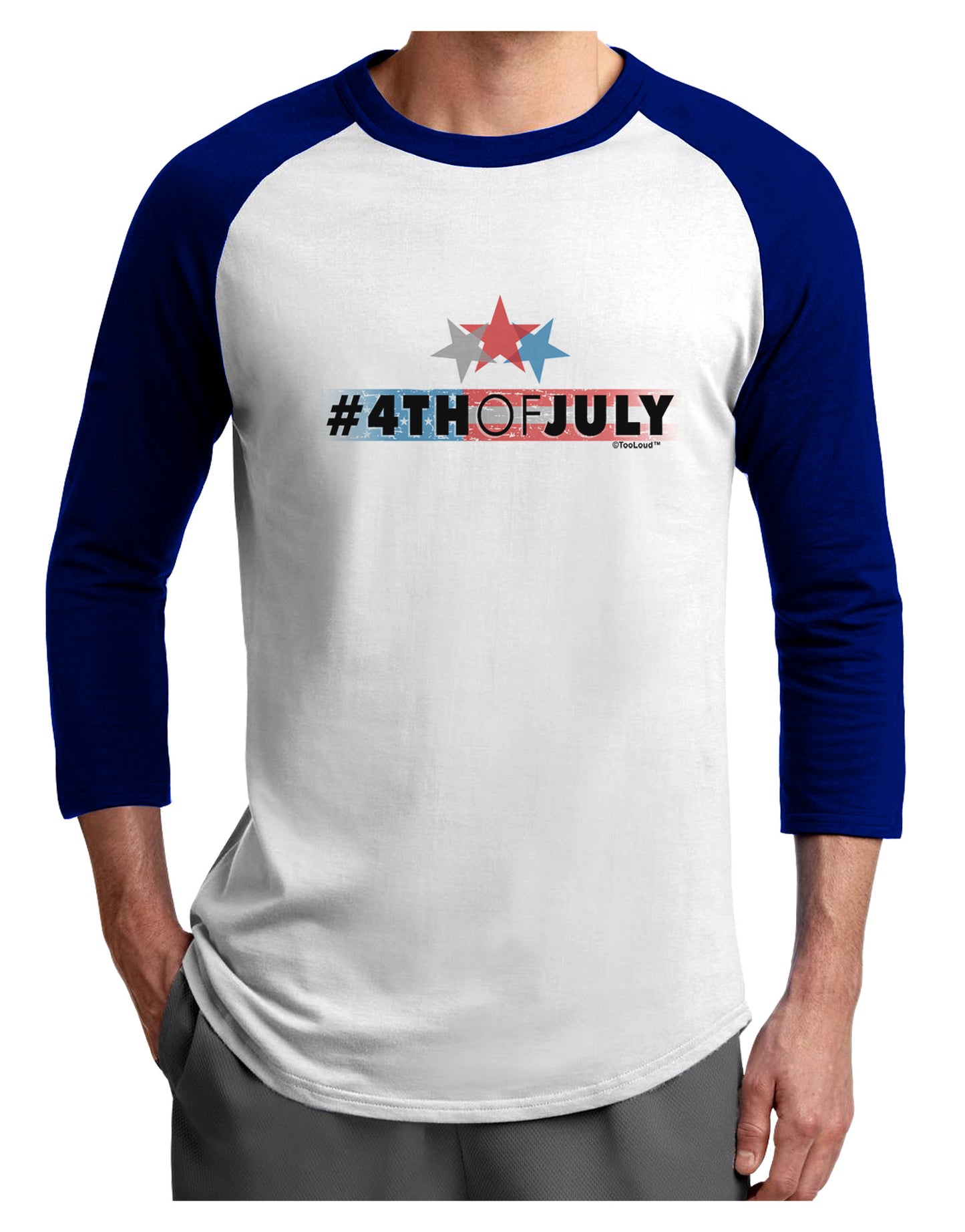 Hashtag 4th Of July Adult Raglan Shirt-Raglan Shirt-TooLoud-White-Royal-X-Small-Davson Sales