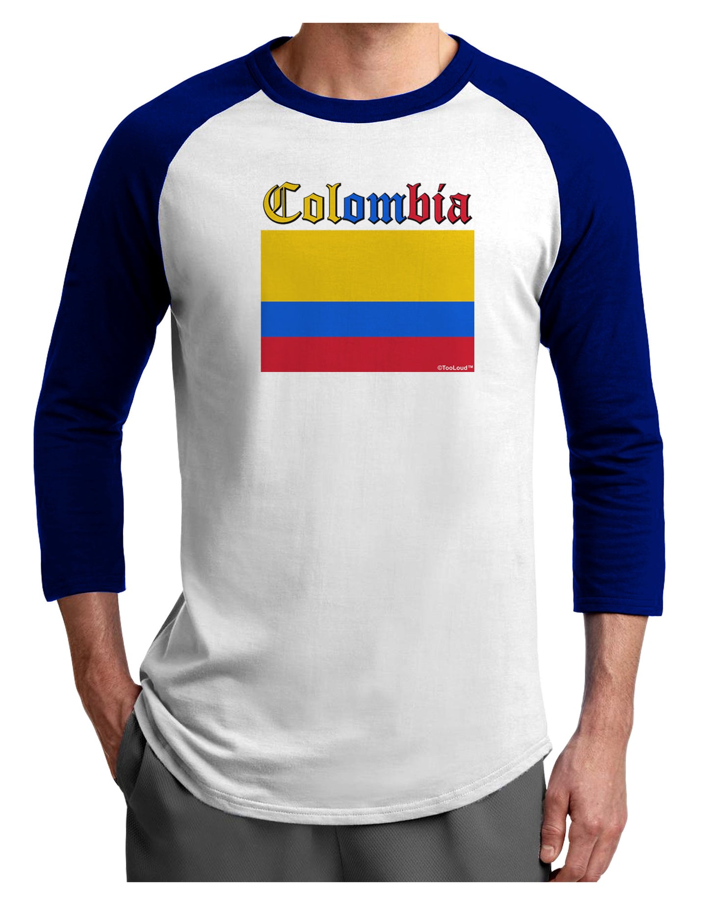 Colombia Flag Adult Raglan Shirt-Raglan Shirt-TooLoud-White-Royal-X-Small-Davson Sales