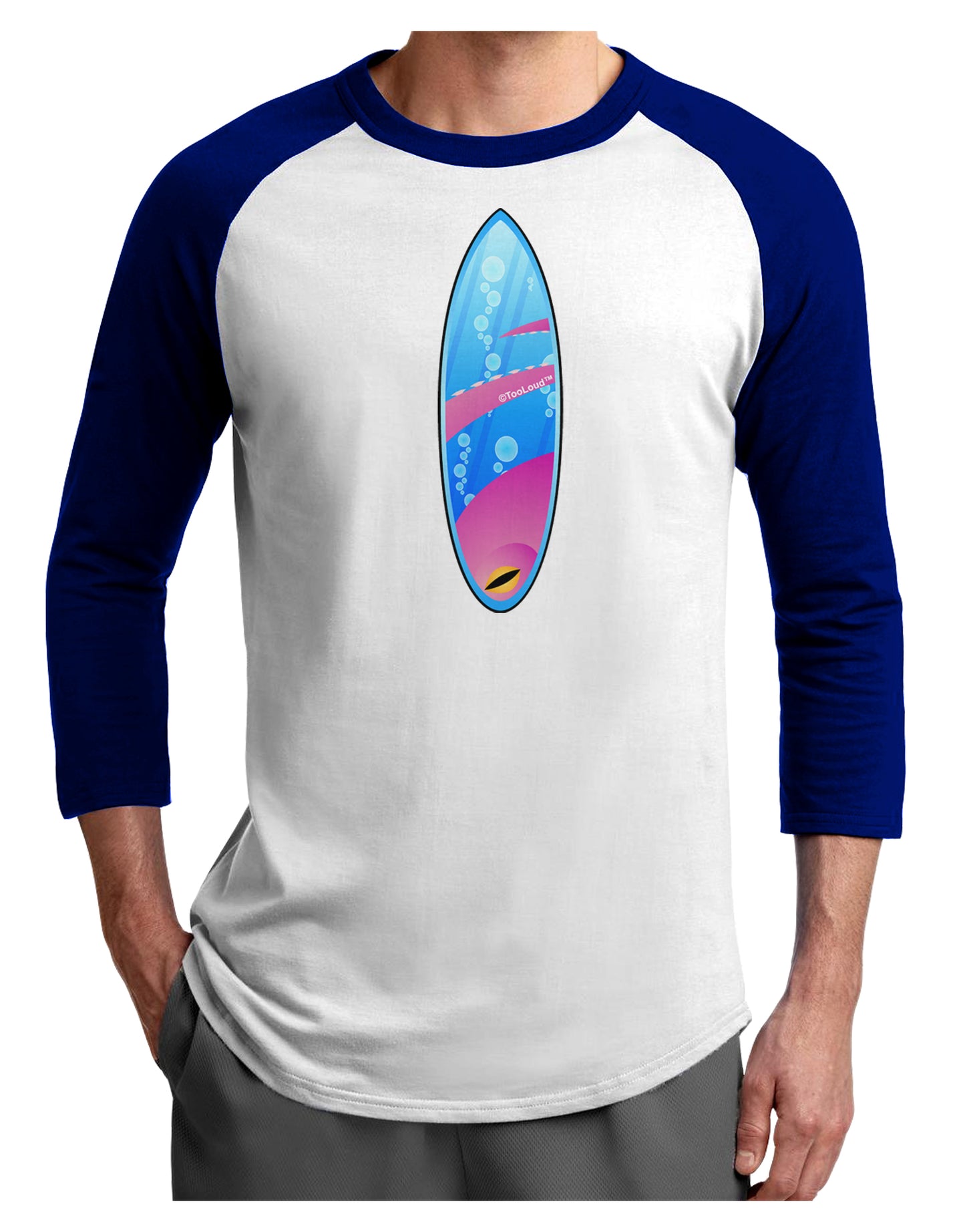 Octopus Surfboard Adult Raglan Shirt by TooLoud-TooLoud-White-Royal-X-Small-Davson Sales
