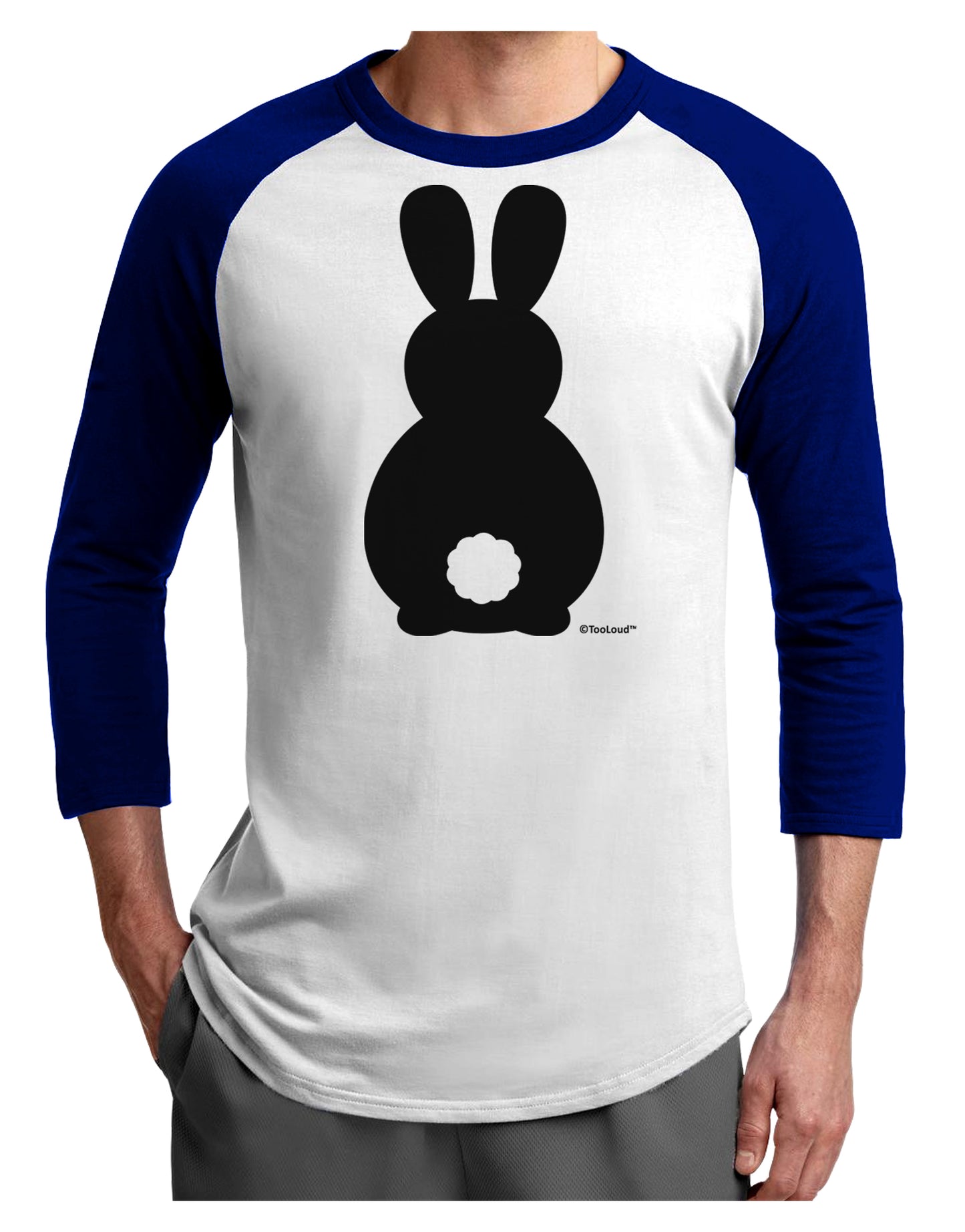 Cute Bunny Silhouette with Tail Adult Raglan Shirt by TooLoud-TooLoud-White-Royal-X-Small-Davson Sales