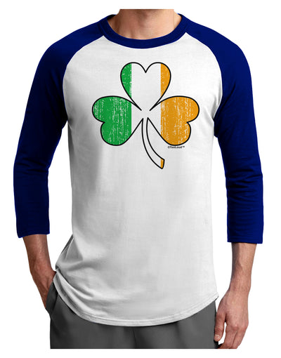 Irish Flag - Shamrock Distressed Adult Raglan Shirt by TooLoud-TooLoud-White-Royal-X-Small-Davson Sales