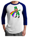 Puking Rainbow Leprechaun Adult Raglan Shirt-Raglan Shirt-TooLoud-White-Royal-X-Small-Davson Sales