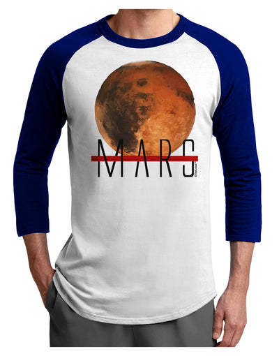 Planet Mars Text Adult Raglan Shirt-TooLoud-White-Royal-X-Small-Davson Sales