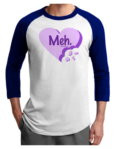 Meh Candy Heart Purple - Valentines Day Adult Raglan Shirt by TooLoud-TooLoud-White-Royal-X-Small-Davson Sales