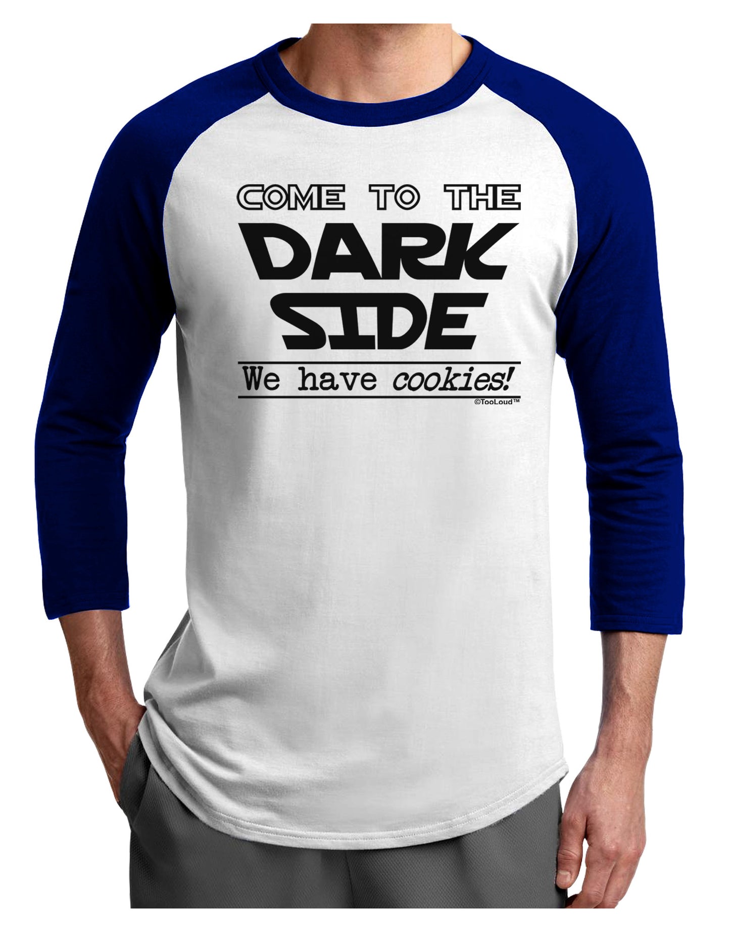 Come To The Dark Side - Cookies Adult Raglan Shirt by-Raglan Shirt-TooLoud-White-Royal-X-Small-Davson Sales