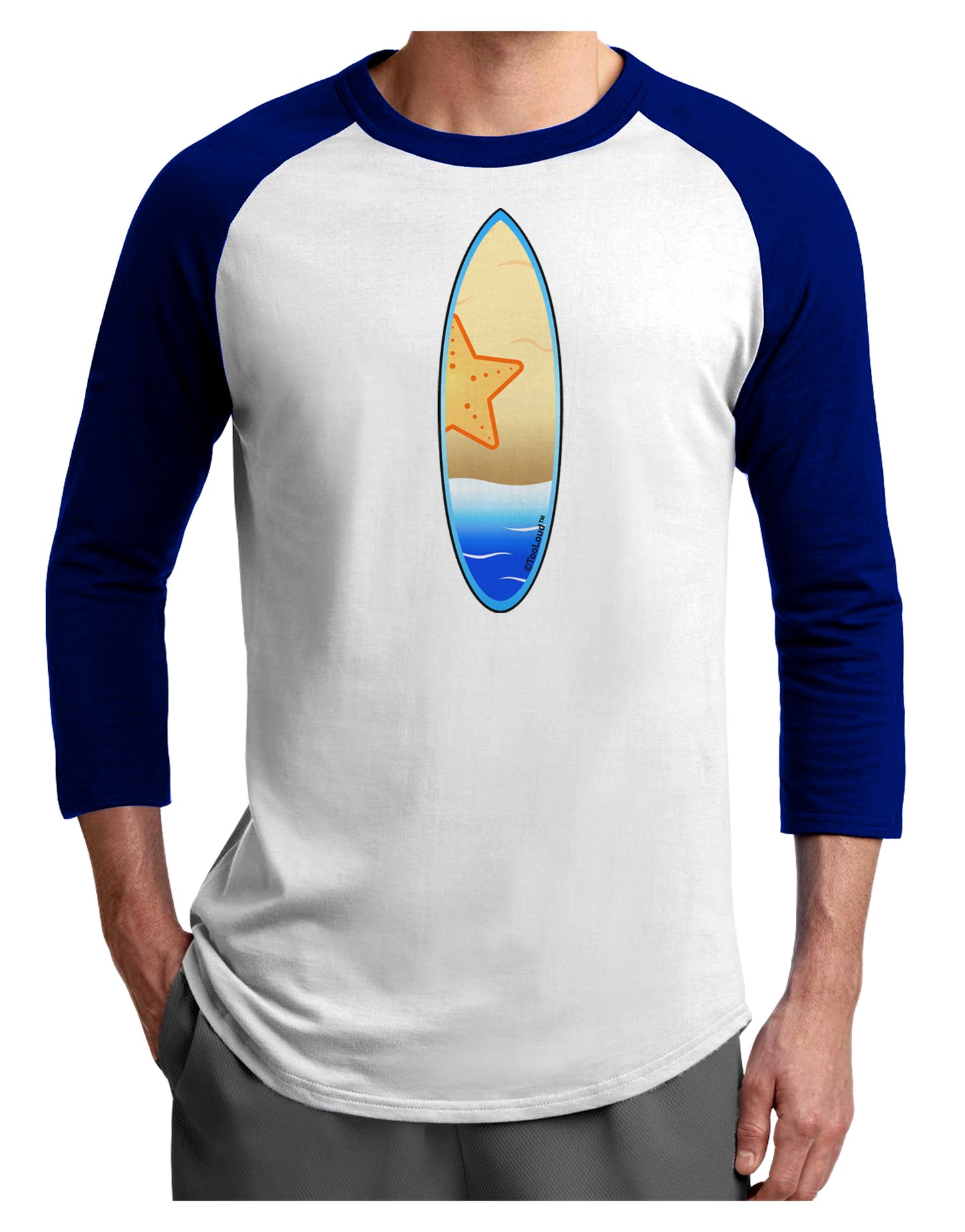 Starfish Surfboard Adult Raglan Shirt by TooLoud-TooLoud-White-Royal-X-Small-Davson Sales
