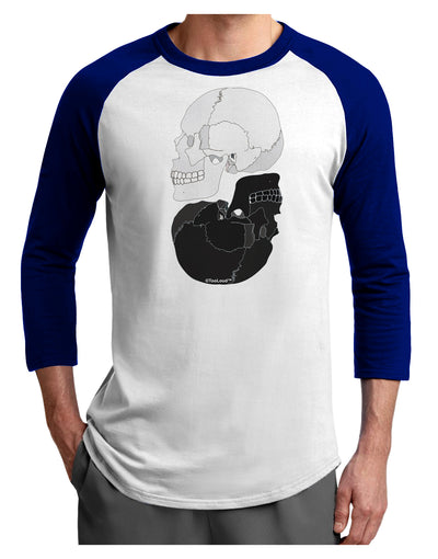 White And Black Inverted Skulls Adult Raglan Shirt by TooLoud-TooLoud-White-Royal-X-Small-Davson Sales