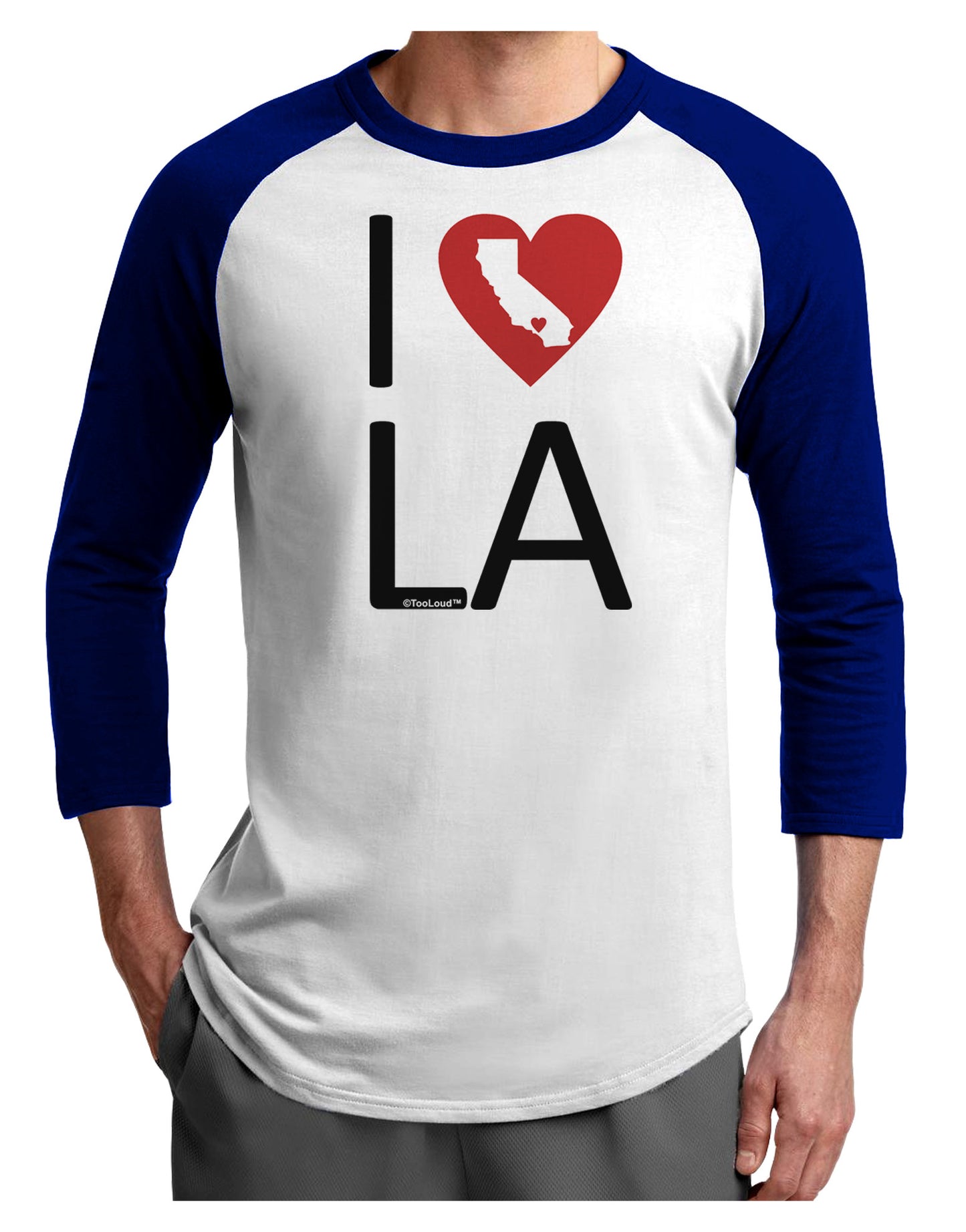 I Heart Los Angeles Adult Raglan Shirt-Raglan Shirt-TooLoud-White-Royal-X-Small-Davson Sales