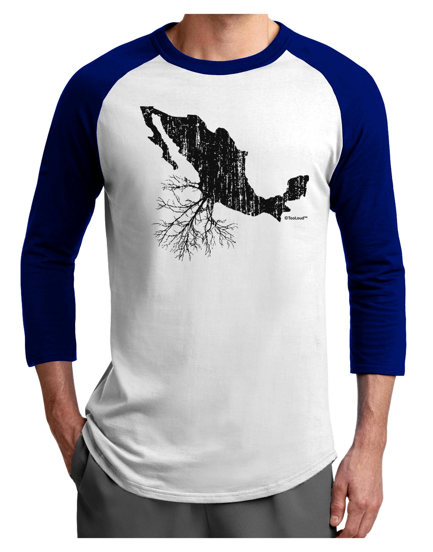 Mexican Roots Design - Distressed Adult Raglan Shirt by TooLoud-TooLoud-White-Royal-X-Small-Davson Sales
