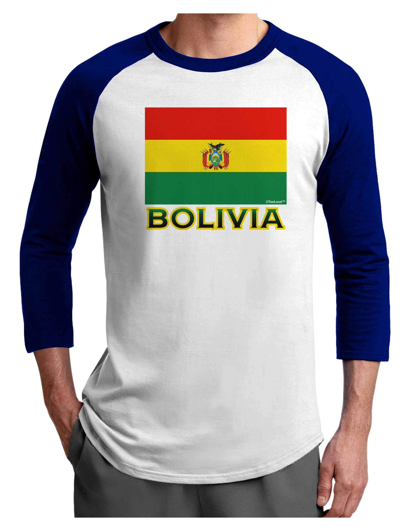 Bolivia Flag Adult Raglan Shirt-Raglan Shirt-TooLoud-White-Royal-X-Small-Davson Sales