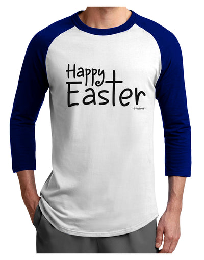 Happy Easter with Cross Adult Raglan Shirt by TooLoud-TooLoud-White-Royal-X-Small-Davson Sales