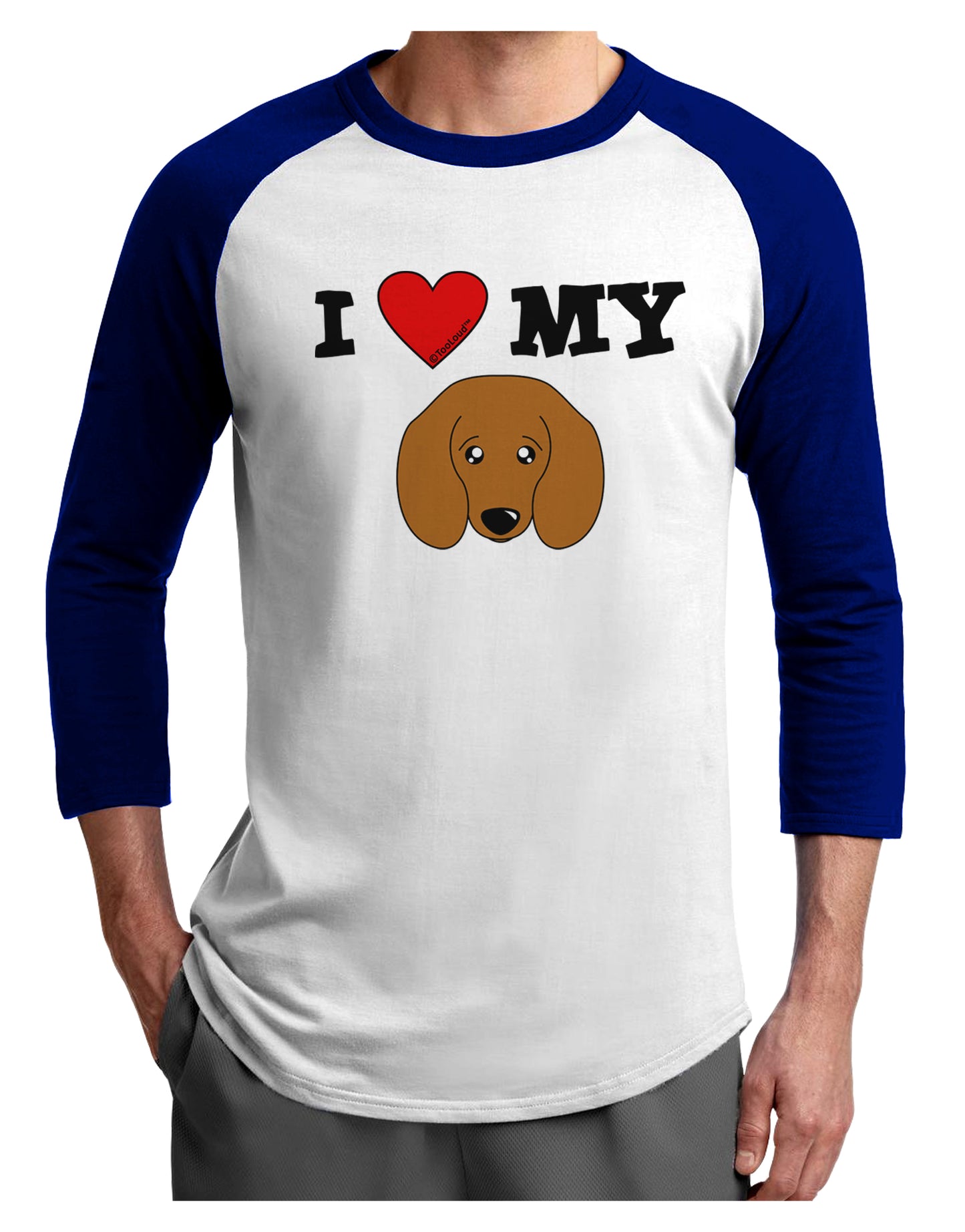 I Heart My - Cute Doxie Dachshund Dog Adult Raglan Shirt by TooLoud-TooLoud-White-Royal-X-Small-Davson Sales