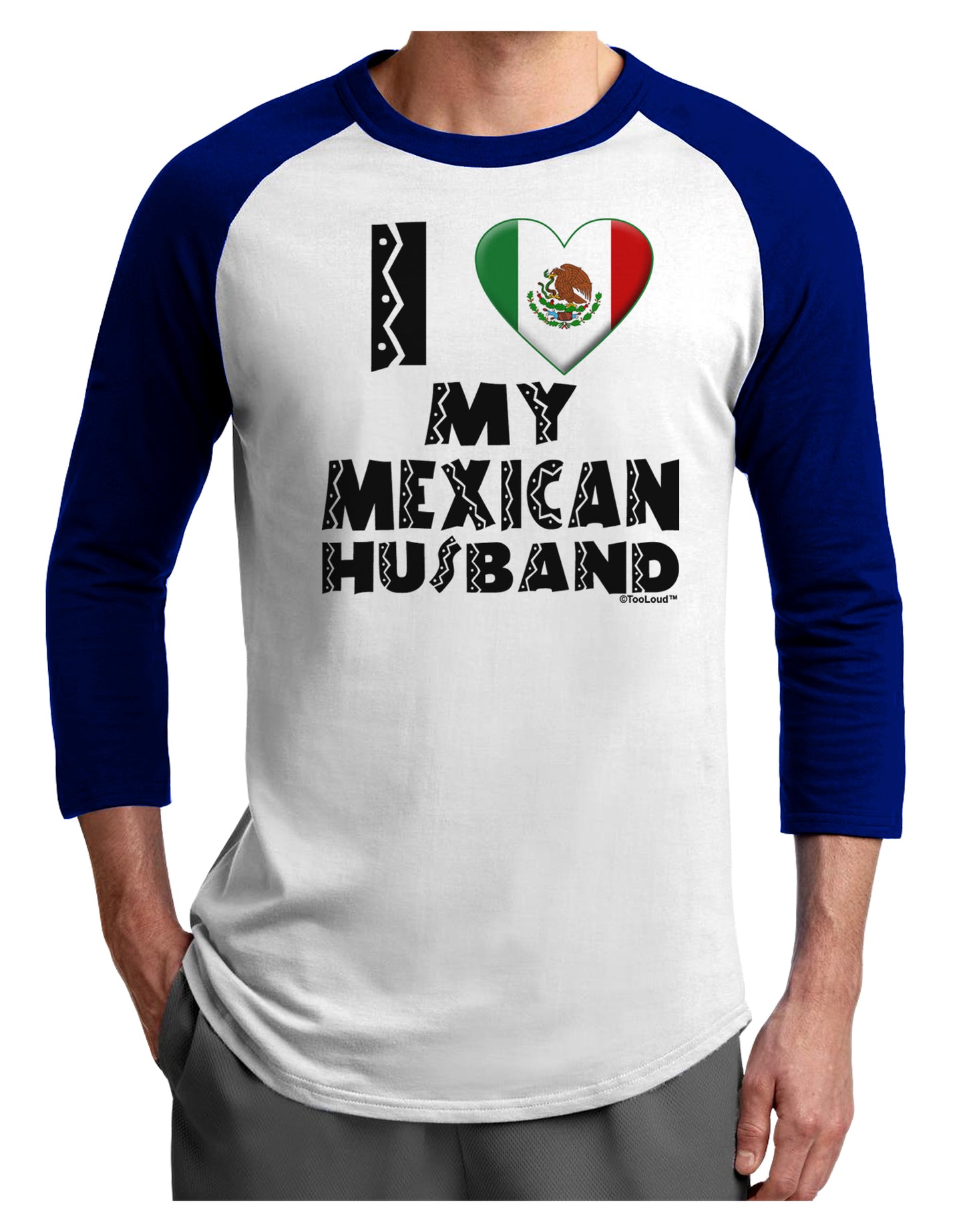 I Heart My Mexican Husband Adult Raglan Shirt by TooLoud-TooLoud-White-Royal-X-Small-Davson Sales