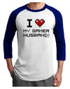 I Heart My Gamer Husband Adult Raglan Shirt-TooLoud-White-Royal-X-Small-Davson Sales