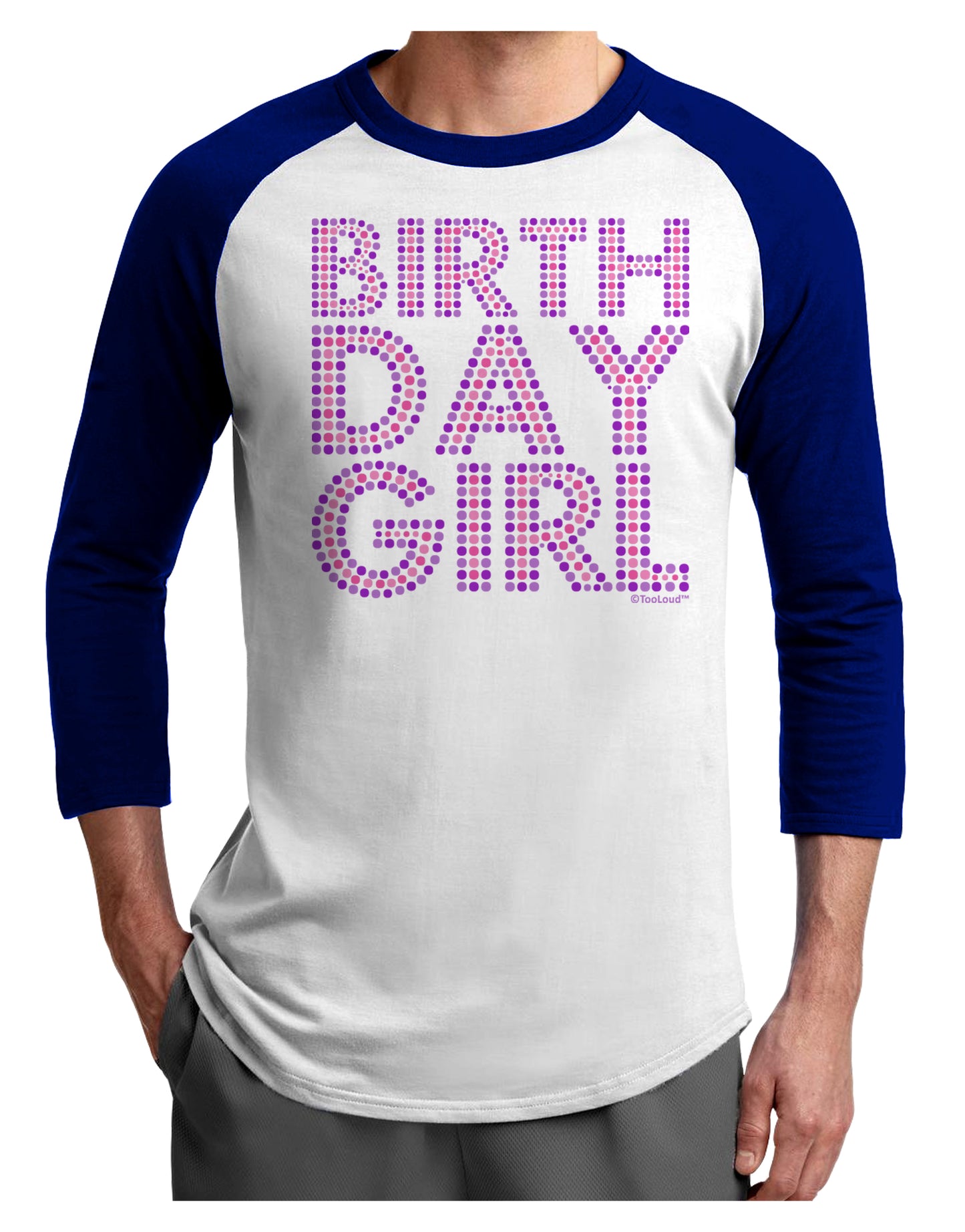 Birthday Girl - Pink and Purple Dots Adult Raglan Shirt by TooLoud-Raglan Shirt-TooLoud-White-Royal-X-Small-Davson Sales
