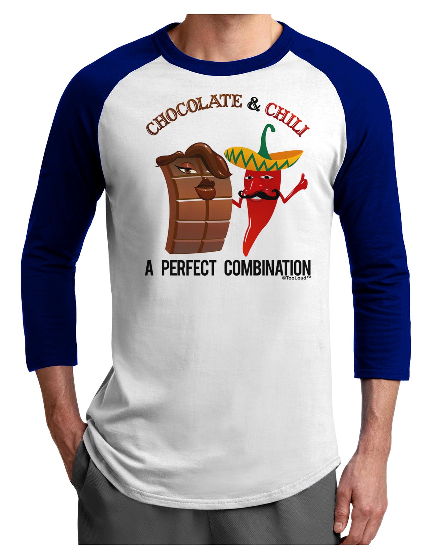 Chiles and Chocolate Adult Raglan Shirt-Raglan Shirt-TooLoud-White-Royal-X-Small-Davson Sales