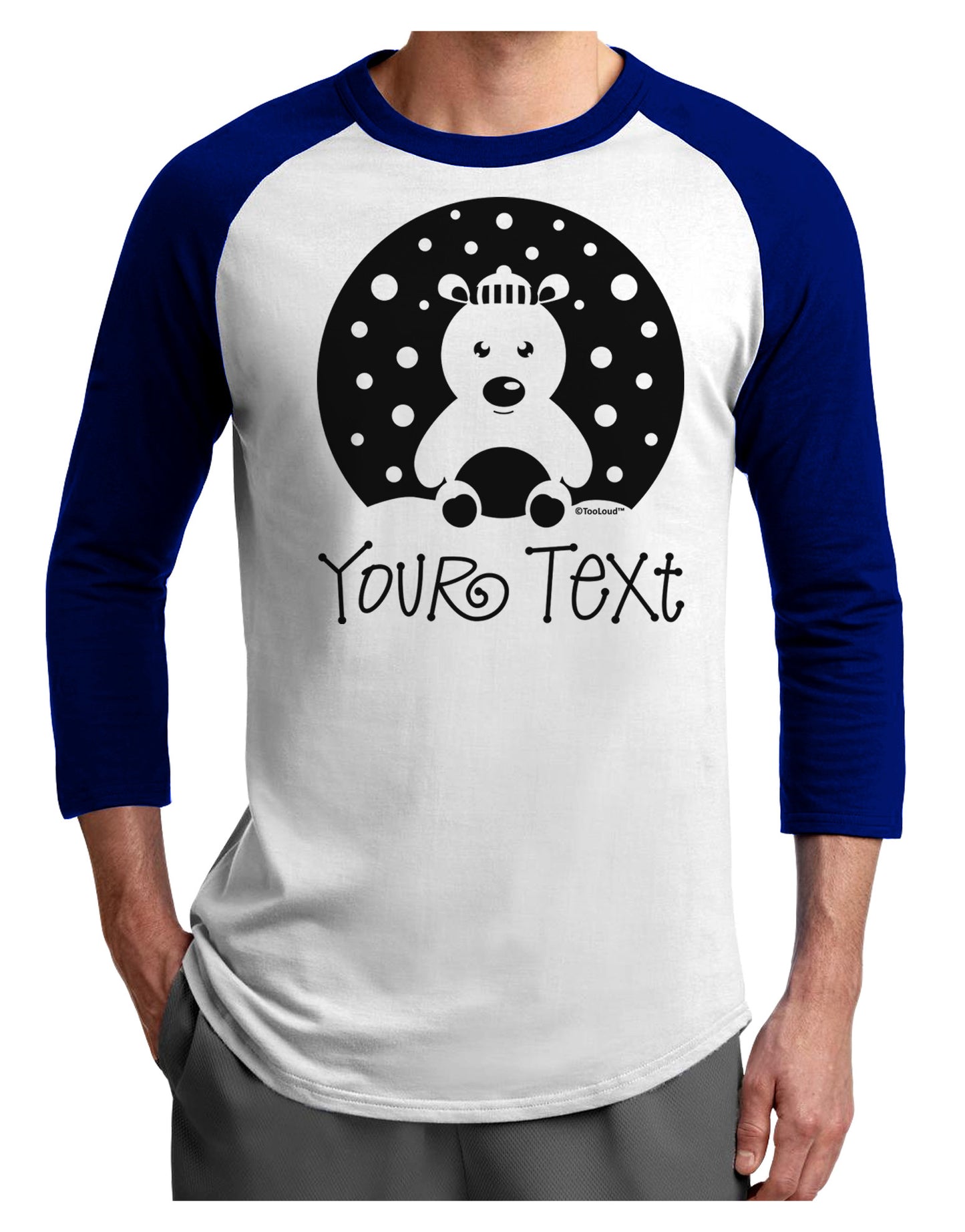 Personalized Matching Polar Bear Family Design - Your Text Adult Raglan Shirt-TooLoud-White-Royal-X-Small-Davson Sales