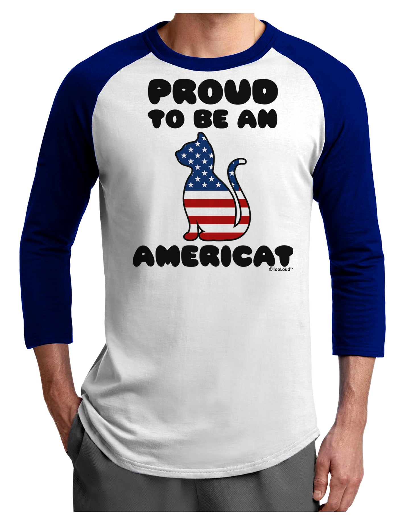 Proud to Be an Americat Adult Raglan Shirt by TooLoud-TooLoud-White-Royal-X-Small-Davson Sales