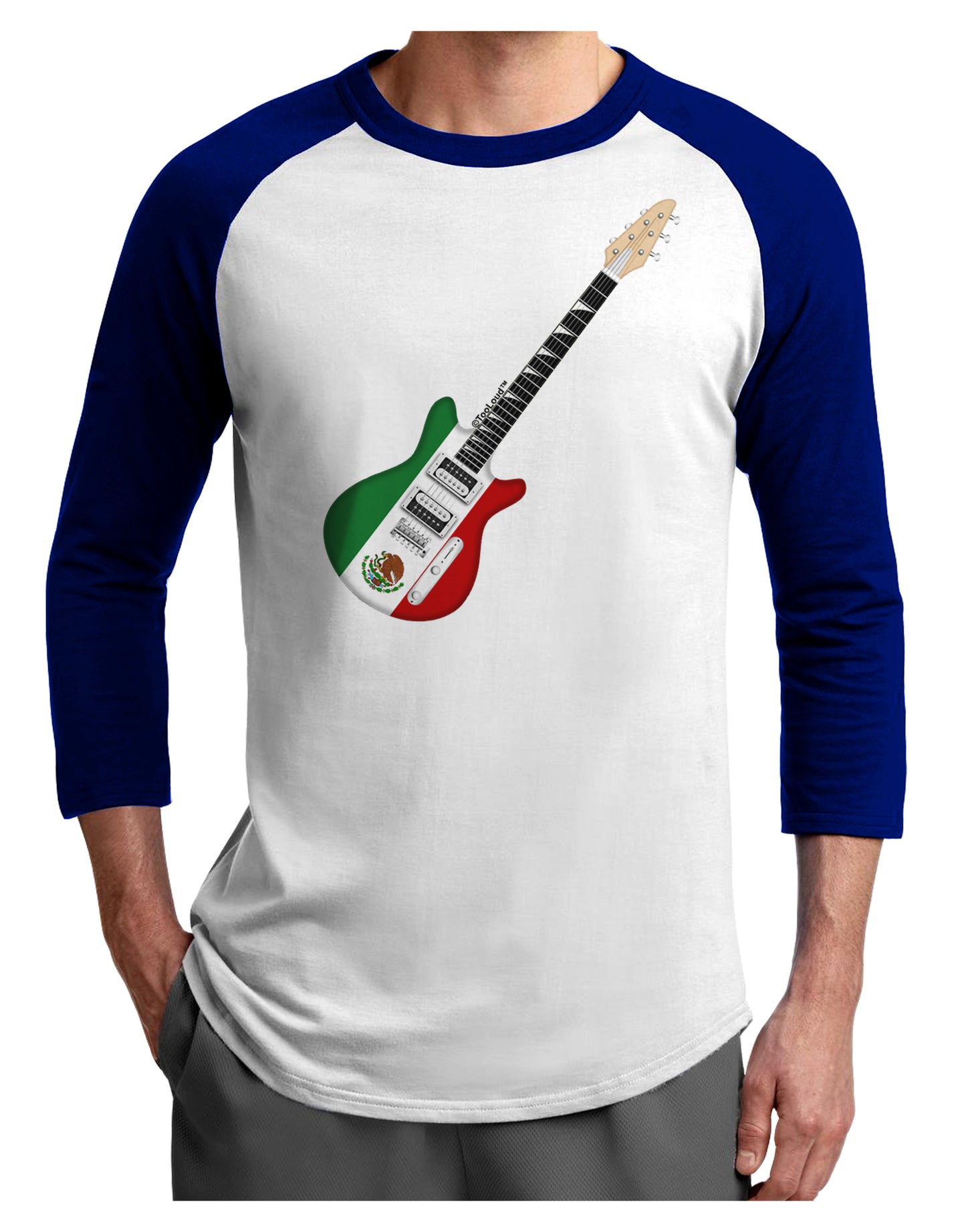 Mexican Flag Guitar Design Adult Raglan Shirt by TooLoud-TooLoud-White-Royal-X-Small-Davson Sales