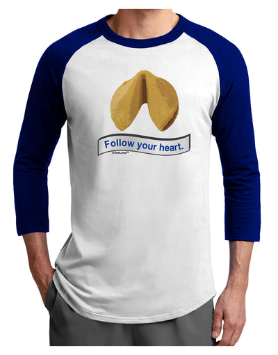 Follow Your Heart Fortune Adult Raglan Shirt-TooLoud-White-Royal-X-Small-Davson Sales
