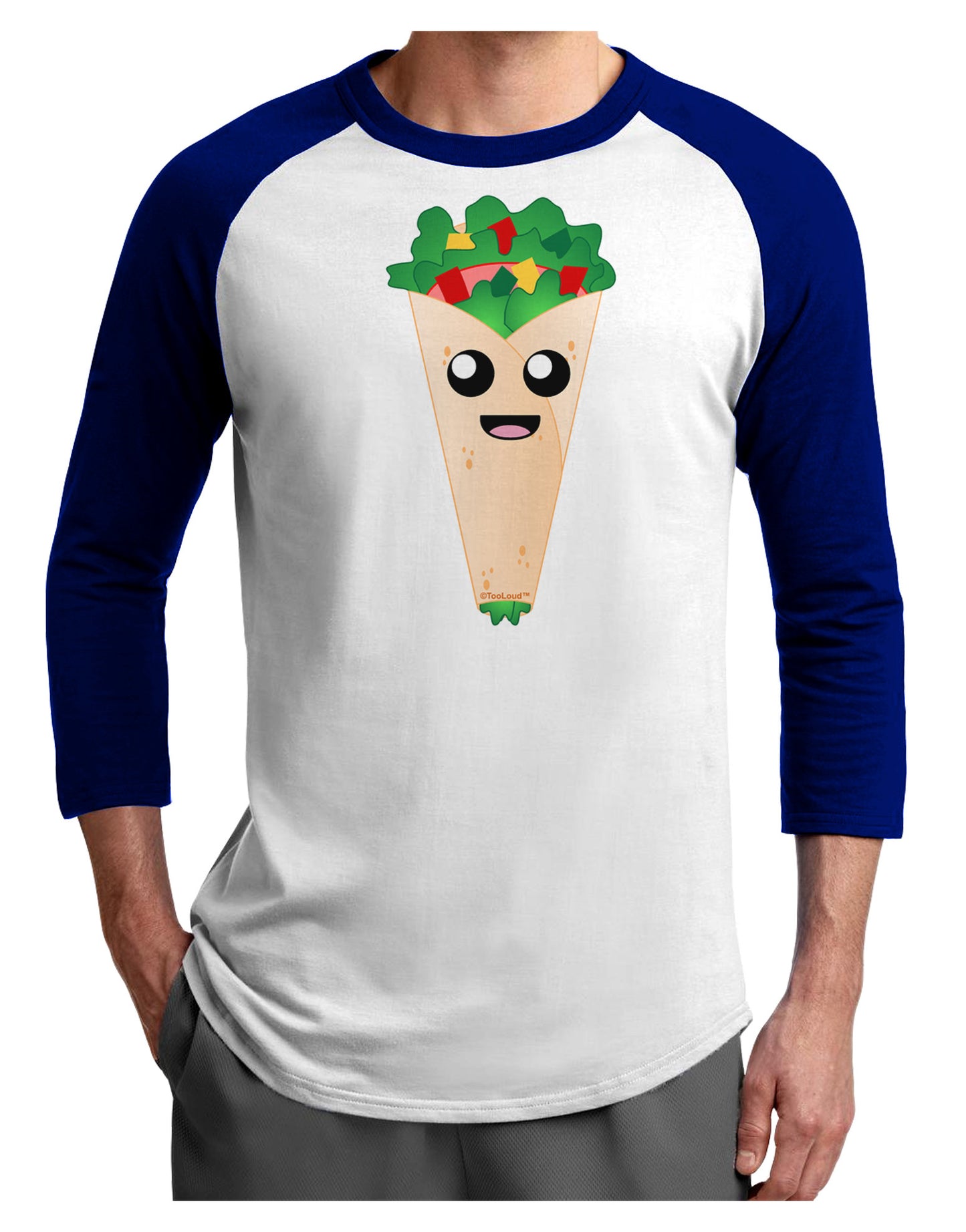 Cute Wrap Adult Raglan Shirt-TooLoud-White-Royal-X-Small-Davson Sales