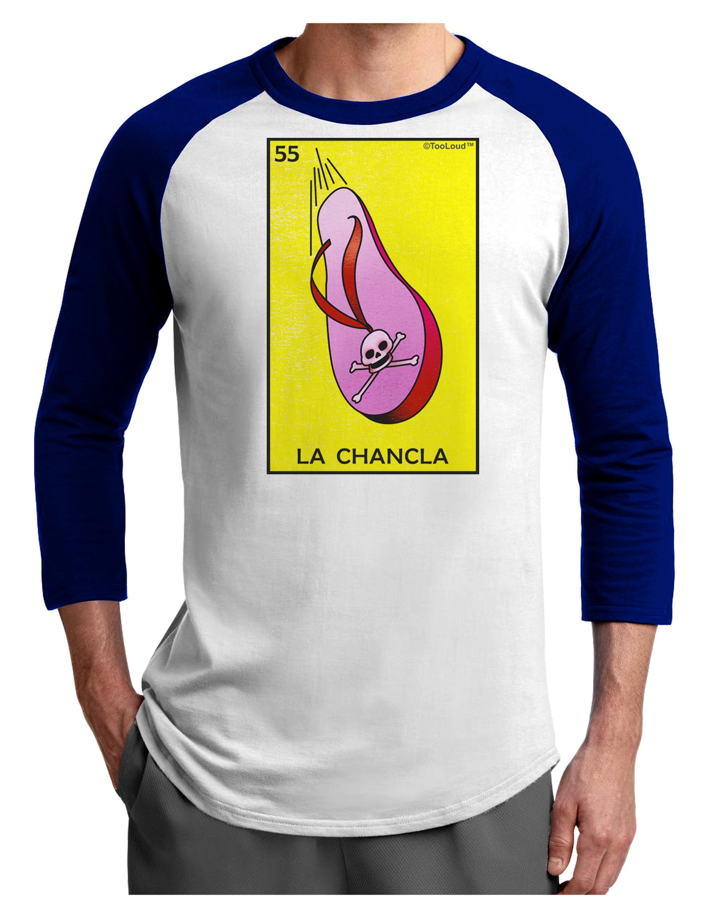 La Chancla Loteria Solid Adult Raglan Shirt by-Raglan Shirt-TooLoud-White-Royal-X-Small-Davson Sales