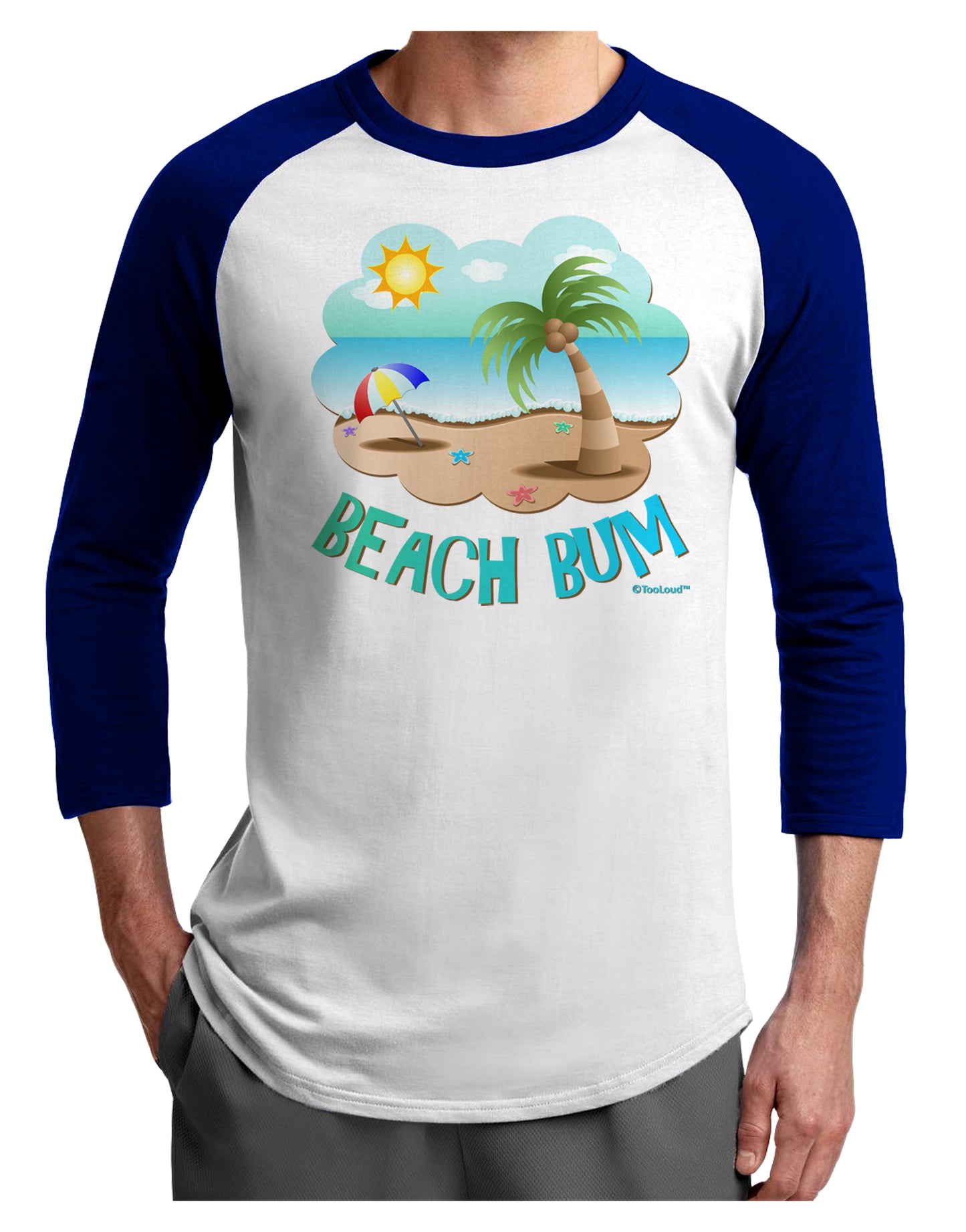 Fun Summer Beach Scene - Beach Bum Adult Raglan Shirt by TooLoud-TooLoud-White-Royal-X-Small-Davson Sales