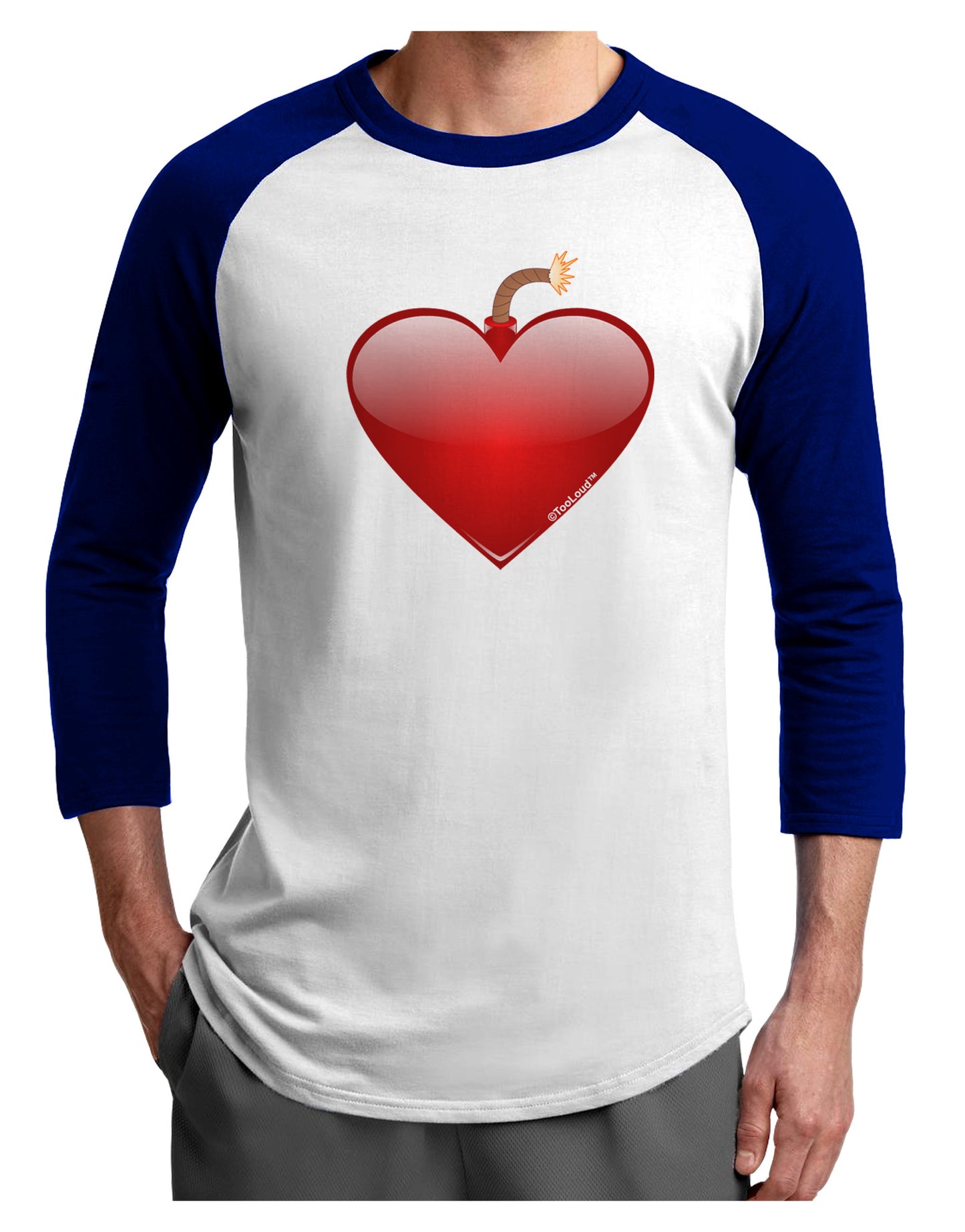 Love Bomb Adult Raglan Shirt-TooLoud-White-Royal-X-Small-Davson Sales