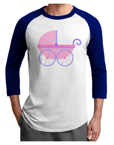 Baby Girl Carriage Adult Raglan Shirt-TooLoud-White-Royal-X-Small-Davson Sales