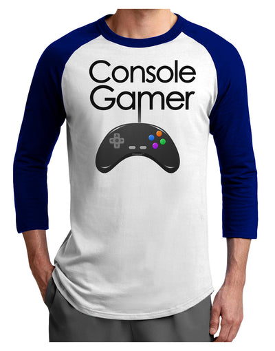 Console Gamer Adult Raglan Shirt-TooLoud-White-Royal-X-Small-Davson Sales